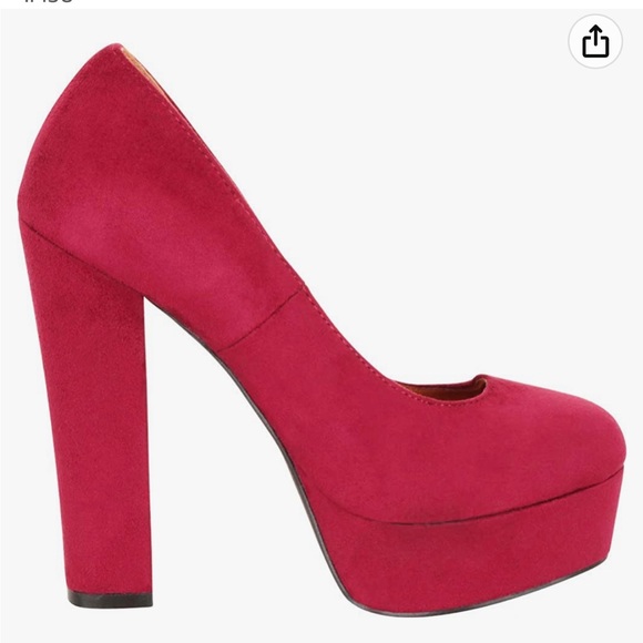 70s platform red suede high heels - Picture 4 of 5